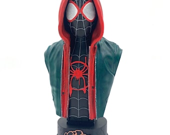 Hand-Painted Miles Morales Spider-Man Bust: 3D Printed Statue
