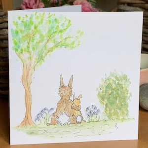 Handgeschilderde kaarten, aquarelkaarten, origineel, handgemaakt, konijn, gepersonaliseerd, generaal, verjaardag, support, dochter, nichtje, vriend