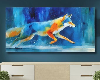 Colorful Wolf Watercolor Art Canvas Print, Boho Home Decor, Nature Wall Art, Animal Lover Gift, Spirit Animal Art, Wildlife Wall Art