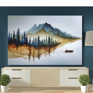 Serene Mountain Landscape Canvas, Relaxing Home Decor, Nature Wall Art, Gift for Nature Lovers, Tranquil Room Decor