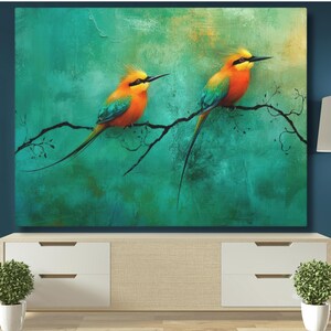 Vibrant Bird Art Canvas, Colorful Wall Decor, Trendy Home Wall Art, Nature Lover Gift,  Unique Living Room Decor