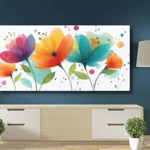Watercolor Wildflower  Canvas Art Print,  Whimsical contemporary floral wall art print