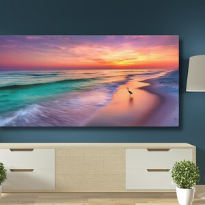 Coastal Sunset Canvas Print, Vibrant Beach Wall Art, Ocean Decor, Living Room Decor, Beach Lover Gift, Relaxing Artwork