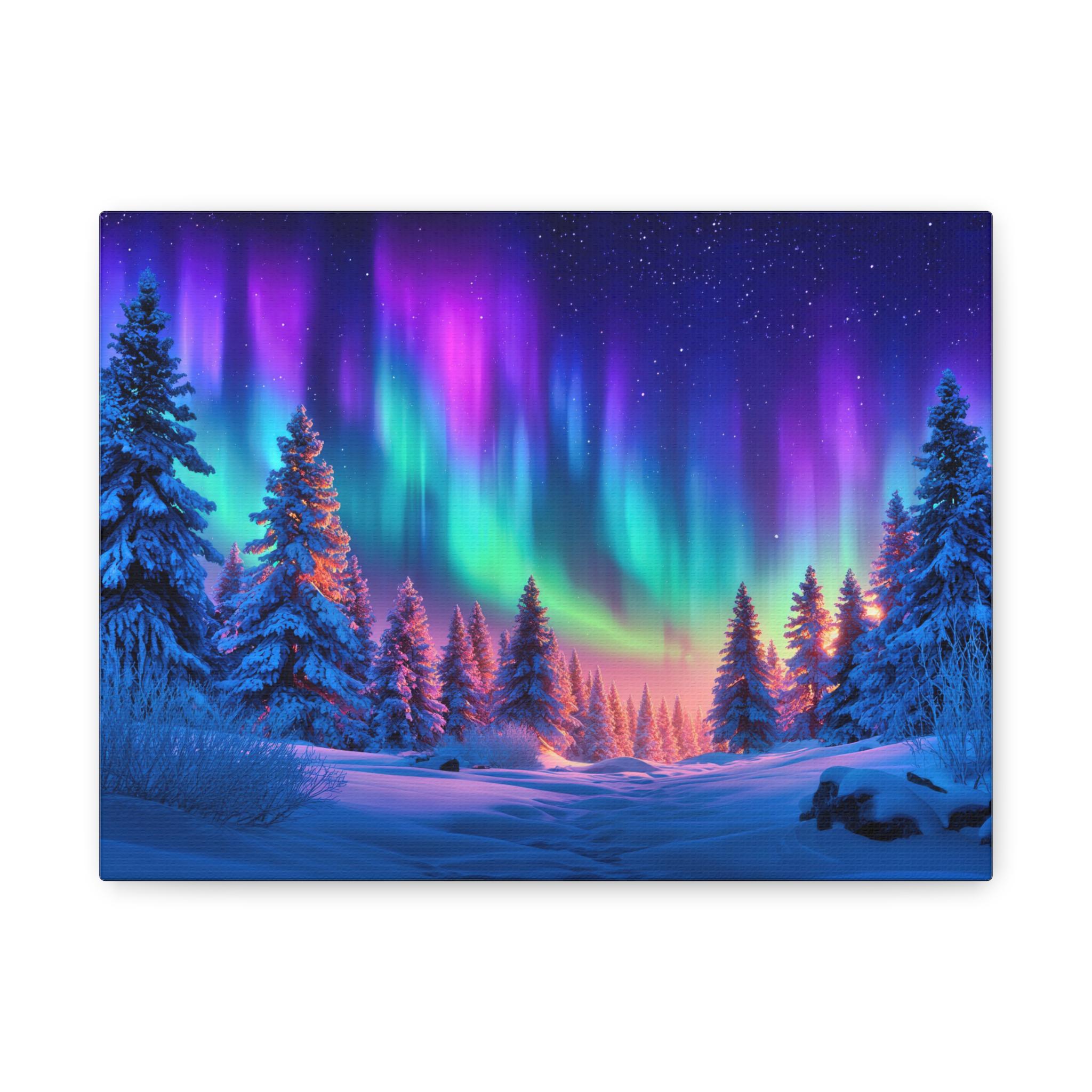 Northern Lights Wall Art Canvas, Aurora Borealis Winter Landscape ...