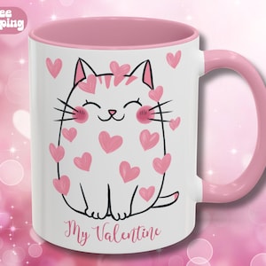 Valentines cat mug, perfect gift for the cat lover in your life, Valentines gift for her