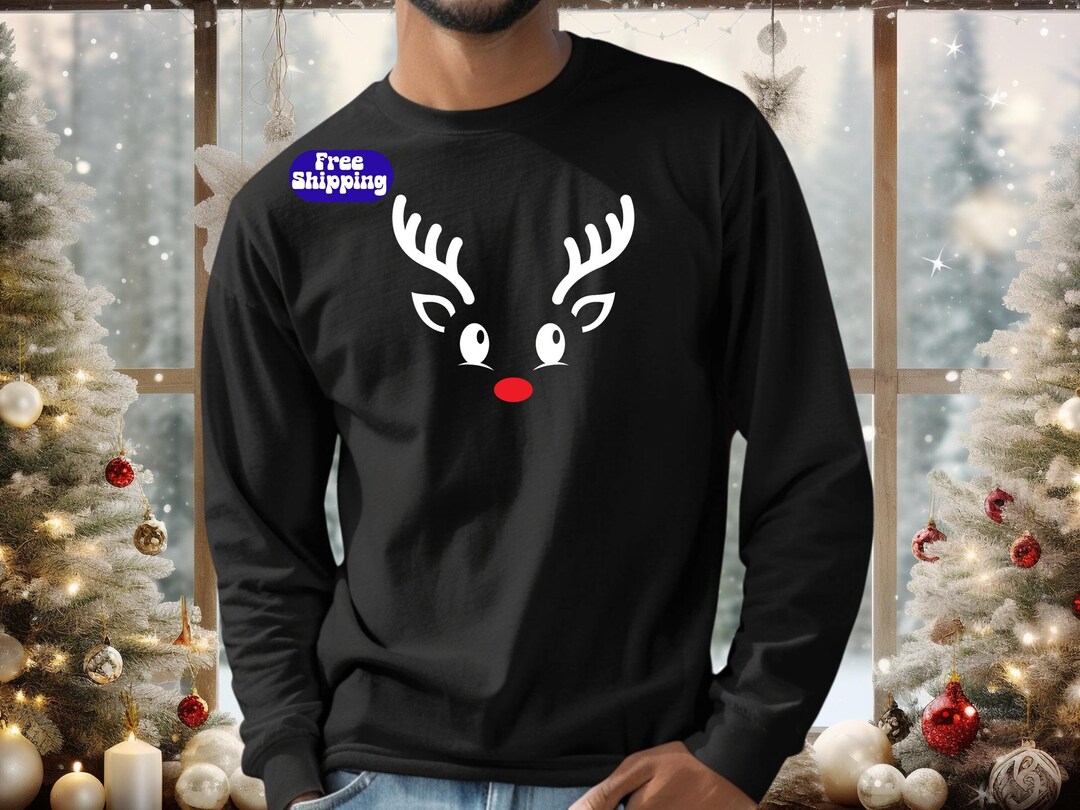 Men Reindeer Graphic Top and Printed Pants Set