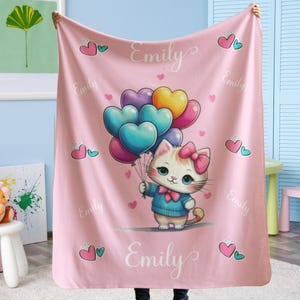 Personalized Custom Kitty Blanket, Perfect for showers  birthdays, valentines, or any occasion gift for babies or kids of all ages