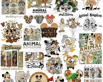 Animal Kingdom PNG Bundle, Mouse and Friends Let&#39;s Get Wild Png, Retro Magic Kingdom Png, Dis ney Wild Life Png, Vintage Dis ney Safari Png
