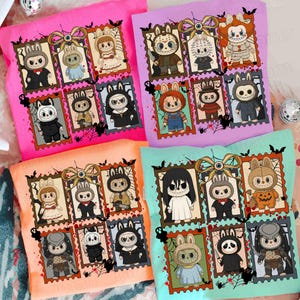 Monster Doll Halloween PNG Bundle, trendiger Horrorfilm Charakter Png, Puppenkarikatur Halloween Png, Kawaii Halloween Sublimationsdesign