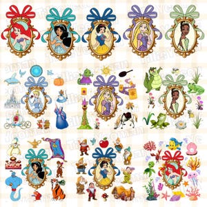 Prinses spiegelboog png-bundel, prinsessencoquette boog bijpassend shirt png, prinses familie-uitje png, retro prinses png