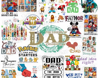 Father&#39;s Day PNG Bundle, Cartoon Characters Dad Gift, Superdad Png, Best Dad Ever Png, Mouse Dad Shirt, Family Vacation Png, Family Matching
