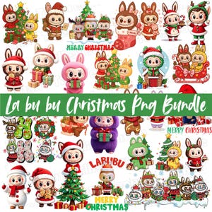 100+ Christmas La bu bu Png Clipart | Cute Monster Holiday Bundle | Kawaii Xmas Stickers | Festive Digital Download | La bu bu Sublimation
