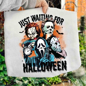 Horror Just Waiting For Halloween Png, Halloween Png, Horror Character Daily Life, Spooky Season Png, Fall Shirt Design, Horror png