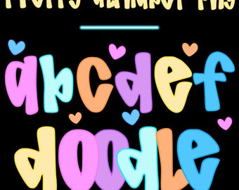 Personalized Preppy Alphabet Set PNG Bundle, 6 Colors Doodle Alphabet Clipart, Colorful a-z Font, Teacher Back to School Sublimation Set