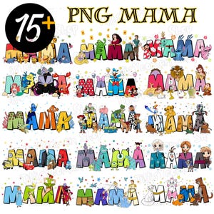 Paquete de más de 15 dibujos animados de mamá PNG, mamá retro PNG, camiseta del día de la madre PNG, feliz día de la madre PNG, mamá PNG, vacaciones familiares PNG, princesa mamá PNG