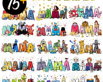 15+ Cartoon Mama PNG Bundle, Retro Mama Png, Mother&#39;s Day Shirt Png, Happy Mother&#39;s Day Png, Mom Png, Family Vacation Png, Princess Mom Png