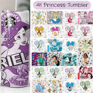 Princess 20oz Skinny Tumbler Png Bundle, Princess Tumbler Wrap, Princess Trip Tumbler, Princess Cofffee Tumbler Wrap