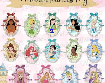 Princess Mirror PNG Bundle, Retro Princess Png, Princess Family Trip Png, Princess Coquette Bow Png, Princess Matching Shirt Png