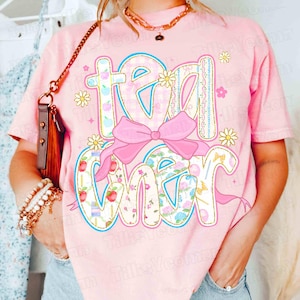 Preppy Coquette Teacher Png, Checkered Floral Teacher Sublimation Design, Cute Pastel Back to School Shirt Png, Trendy Girly Teacher Png