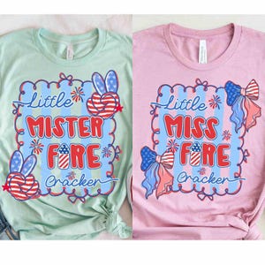 Little Miss Mister Firecracker PNG, Bambini personalizzati per il 4 luglio, Little Mister Firecracker PNG, Ragazza americana Ragazzo PNG, Maglietta per bambini PNG, Ragazza americana