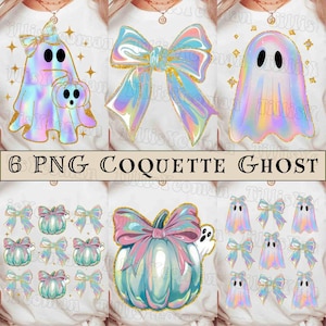 Coquette Disco Iridescent Ghost PNG Bundle, Cute Disco Ghost Png, Ghost Glitter Png, Trend Ghost Spooky Vibes Png, Colorful Ghost Pumpkin