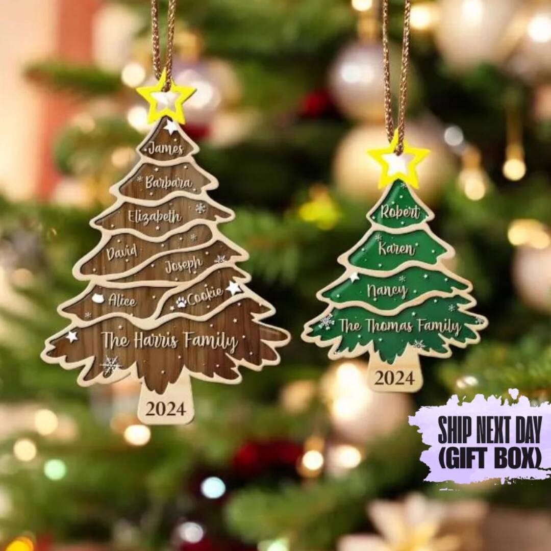 Personalized Family With Name Christmas Ornament, Family Names Tree