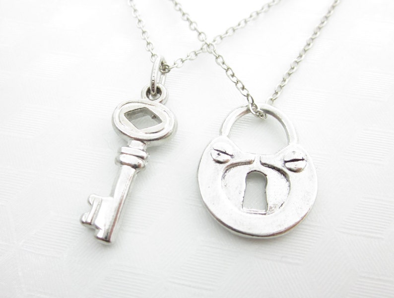 Set of Lock and Key Necklaces Two Best Friend Necklaces Pair Etsy