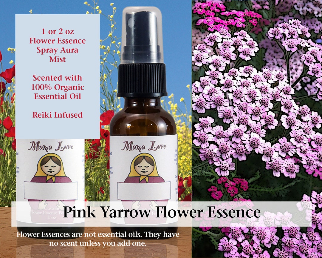 Pink Yarrow Flower Essence, Scented Spray Aura Mist for Loving With