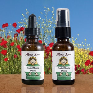 Social Media Detox, Flower Essence Dropper or Spray, Aura Mist, Reiki-Infused, Self-care