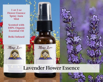Lavender Flower Essence, Scented Spray Aura Mist for Emotional Balance, Soothing Sensitivity & Nervousness