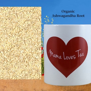 Biologische Ashwagandha-wortel, kruidenthee, ayurvedisch kruideningrediënt, voedselambachten