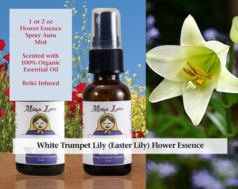 White Trumpet Lily Flower Essence, Easter Lily, Scented Spray Aura Mist Self-care for Embracing the Spiritual Nature of Healthy Sexuality