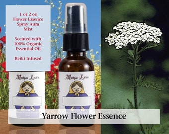 Yarrow Flower Essence, Scented Spray Aura Mist Self-care for Emotional Protection and Resilience, Strength of Aura