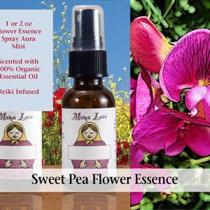 Sweet Pea Flower Essence, Organic Scented Spray Aura Mist, Self-care for Feeling at Home and a Sense of Belonging