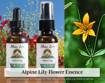 Organic Alpine Lily Flower Essence, Dropper or Unscented Spray Aura Mist, for Honoring Yourself as a Woman, Loving Your Female Body