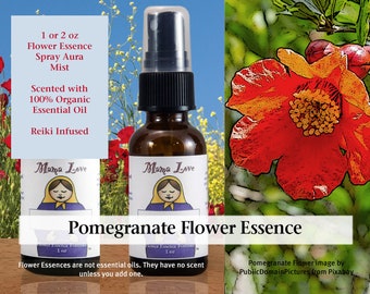 Pomegranate Flower Essence, Scented Spray Aura Mist for Creative Focus, Mothering and Career