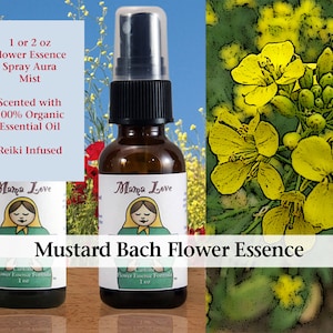 Mustard Bach Flower Essence, Scented Spray Aura Mist for Help Relieving Gloom and Despair, Restoring Emotional Equilibrium