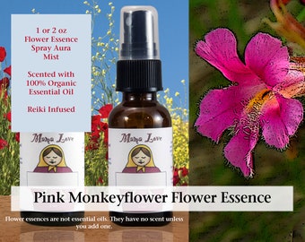 Pink Monkeyflower Flower Essence, Scented Spray Aura Mist for Feeling Safe to be Yourself in Relationships, Openly Sharing
