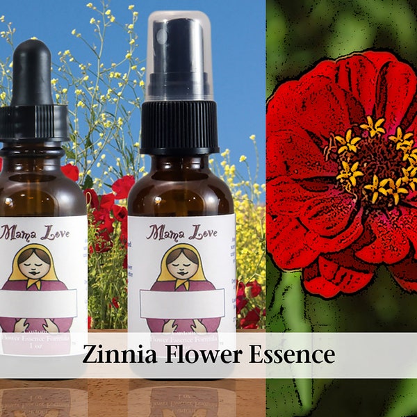 Zinnia Flower Essence, 1 or 2 oz Dropper or Spray Aura Mist for a Youthful Playfulness and Lighthearted Perspective