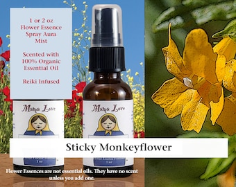 Sticky Monkeyflower Flower Essence, Scented Spray Aura Mist for Feeling Deep Love and Connection, Healing Sexual Repression