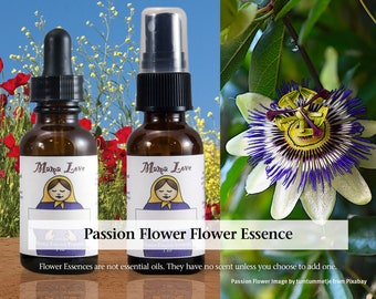 Organic Passion Flower Flower Essence, Dropper or Spray for Helping to Ease Nervous Tension, Relaxing before Bed, Spiritual Insights