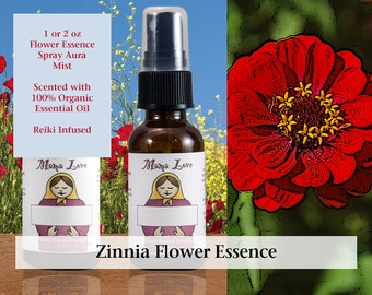 Zinnia Flower Essence, Scented Spray Aura Mist for Youthful Playfulness and Lighthearted Perspective, Having More Fun