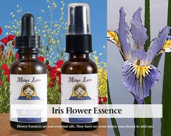 Organic Iris Flower Essence, Dropper or Unscented Spray Aura Mist for Artist Support, Inspired Creativity and Artistic Expression