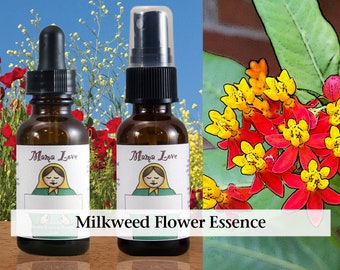 Organic Milkweed Flower Essence, Dropper or Unscented Spray Aura Mist for Help with Dependency, Becoming Independent and Self-Reliant