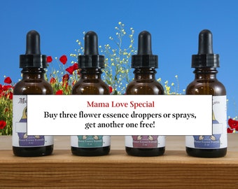 Sale! Flower Essence Dropper Bottles or Sprays, Buy Three Get One More Free, Organic, Reiki-Infused, Dosage Strength, Discount