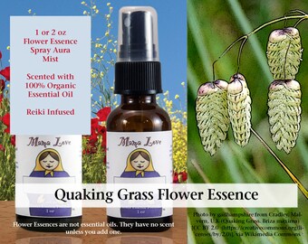 Quaking Grass Flower Essence, Scented Spray Aura Mist for Helping People Get Along Better in Groups