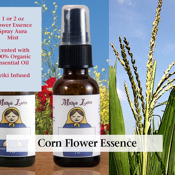 Corn Flower Essence, Scented Spray Aura Mist or Spray Aura Mist for Grounding, Groundedness, Alignment with the Earth