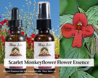 Organic Scarlet Monkeyflower Flower Essence, Dropper or Unscented Spray for Communicating Strong Feelings, Resolving Anger and Powerlessness