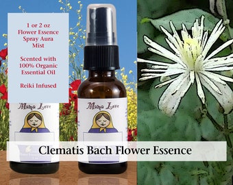 Clematis Bach Flower Essence, Scented Spray Aura Mist for Coming Down to Earth when Spacey, Overly Dreamy, Disconnected from Physical World