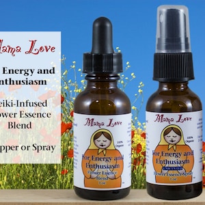 Energy and Enthusiasm Flower Essence, Dropper or Spray, Aura Mist, Organic, Reiki-Infused, Unscented